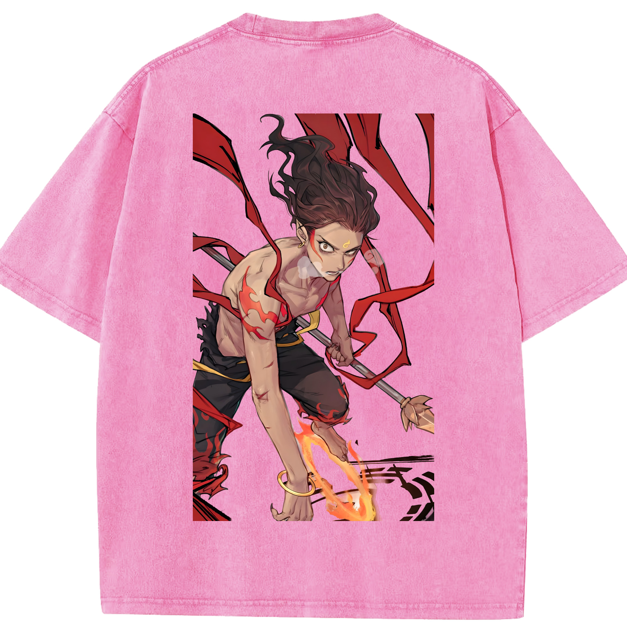 （画像用） Ne Zha 2 ナタ 魔童の大暴れ 綿100% ヴィンテージ風 半袖Tシャツ（背面プリント）